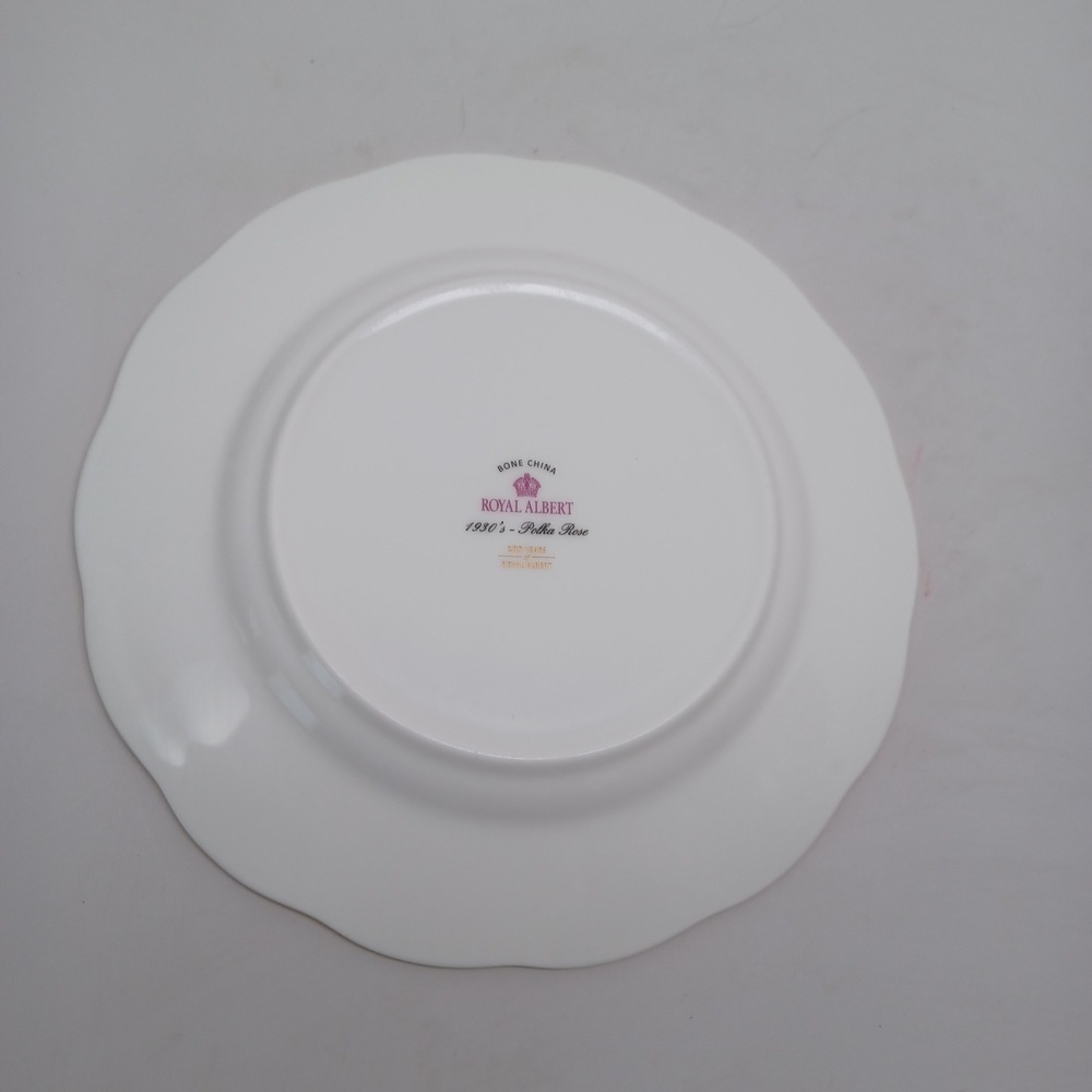 Royal Albert Polka Rose 1930s Salad Plate 8" Mint Green Gold Trim Bone China - Picture 11 of 12